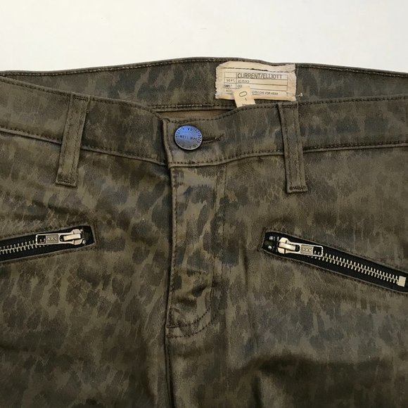 Current Elliott Soho Zip Stiletto Jeans Womens 27 Green Skinny Ankle Zip Stretch - Picture 6 of 13